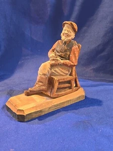 1940s Murray Bay Handcrafted Wood Carving Old Happy Man Canada Steamship Lines - Picture 1 of 11