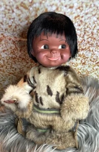Vintage 1960s Doll Alaskan Canadian Native American Inuit Real Fur REGAL - Picture 1 of 10