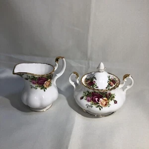 Royal Albert "Old Country Roses" Bone China COVERED SUGAR & CREAMER Gold Trim - Picture 1 of 10