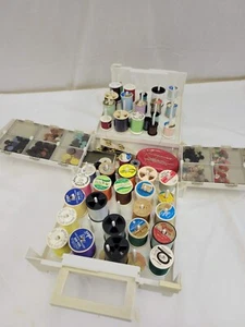 VTG Singer Home Chest Folding Storage Caddy FULL Sewing Thread Spool & Buttons - Picture 1 of 8