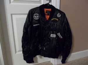 Boys Black Bomber Jacket Red Fox - Size L - Patches - PreOwned - Picture 1 of 2