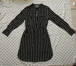 Abito donna H&M nero con righe bianche marroni taglia 4 - Foto 1 di 11