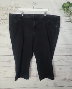 Lane Bryant Black Denim Genius Fit Straight High Rise Capri Jeans Womans Size 28 - Picture 1 of 3