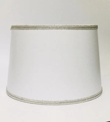 Abajur feito à mão tambor prata branca decoração para casa moderno contemporâneo feito nos EUA - Imagem 1 de 4