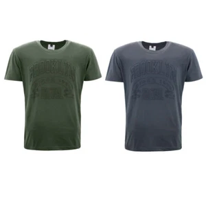FIL Men's Embossed Cotton Crew Neck T-Shirt Tee Short Sleeve - Brooklyn - Picture 1 of 9
