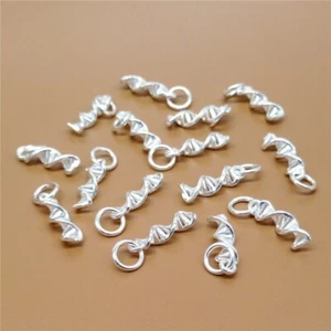 2 Sterling Silver DNA Double Helix Charms 925 Silver Necklace Bracelet Pendant - Picture 1 of 5