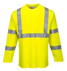 PORTWEST FR HI-VIS T-SHIRT MANICA LUNGA TAGLIE S-6XL FR96 CLASSE 3 ARC2 GIALLO - Foto 1 di 2