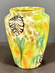 Mid-century Dripware (Losa Goteada) Majolica Vase w/Colorful Glazes 3.5"x 2-5/8" - Picture 1 of 5