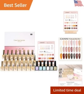 Salon-Quality 30-Piece Jelly Gel Nail Polish Set with Color Card & Gloss Finish - Picture 1 of 11