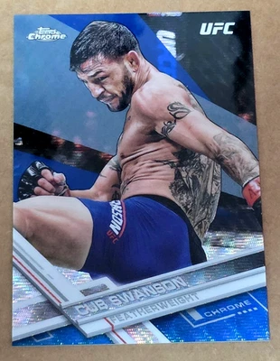2017 Topps Chrome UFC #46 Cub Swanson Blue Wave Refractor 71/75 Made - Image 1 of 2