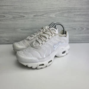 Nike Trainers Womens Size UK 4 Air Max Plus TN Triple White Summer Shoes GS - Picture 1 of 19