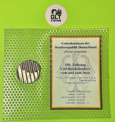 *Error ✦ 1981 German 5 Mark Commemorative ✦ Waffled Mint-Cancelled ✦ Ultra Rare! - Image 1 of 4