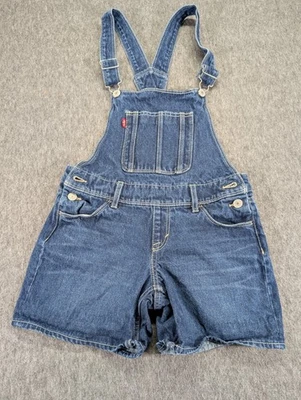 Levi's Boyfriend Short Tall Overall Jean Shorts Girls Size 12 Dark Wash Denim  - Image 1 of 4