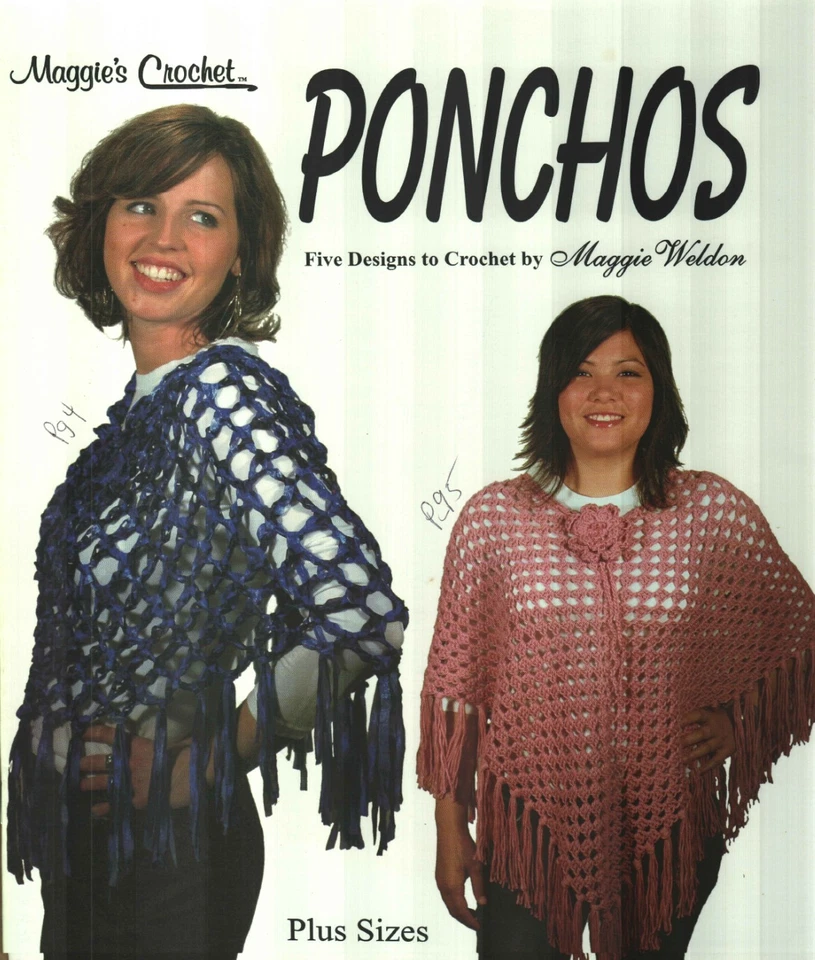 USED PONCHOS WOMEN'S 5 DESIGNS INCLUDES PLUS SIZES MAGGIE'S CROCHET PATTERN BOOK - Image 1 of 2