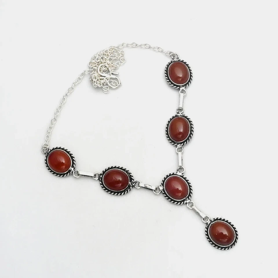 Collar étnico hecho a mano de piedras preciosas de cornalina joyería para mujer 14 Gms AN 14804 Foto 1 de 1