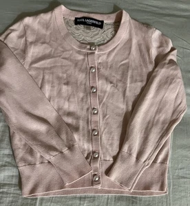 Karl Lagerfeld Pink Lace Cardigan Sz XS - Picture 1 of 4