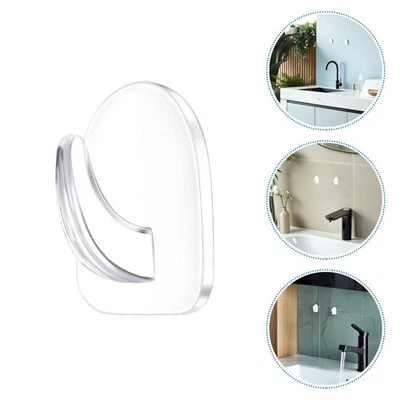  100 Pcs Mini Gancio Del Corno Adesivi Parete Plastica Trasparente - Immagine 1 di 4