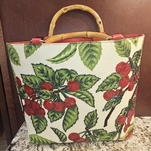 SELTEN CHERRY JUBILEE PERLEN PAILLETTEN Bambus HENKEL HANDTASCHE Retro Handtasche - Bild 1 von 19