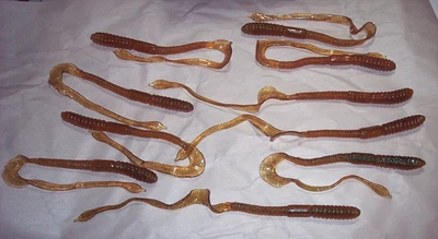 Manns  Auger Worm 8" Plastic Worm Motor oil color ? Bass Lure 10-Pk Discontinued - Image 1 of 4