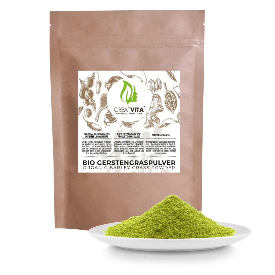 1 x GreatVita Bio Gerstengras Pulver, 400g -B-Ware- - Bild 1 von 1