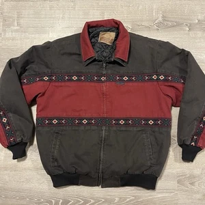 Bomber vintage Cripple Creek uomo XL marrone e nero Western Aztec isolato made in USA - Foto 1 di 9
