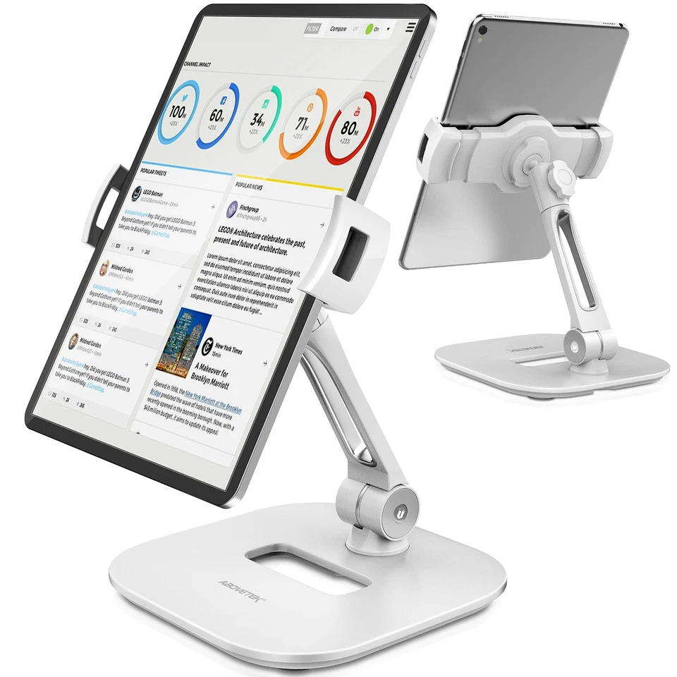 AboveTEK Stylish Aluminum Tablet Stand Cell Phone Folding 360 Swivel iPad Desk