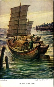 China Chinese River Life A B Shaw & Co., Ltd London vintage postcard D884 - Picture 1 of 2