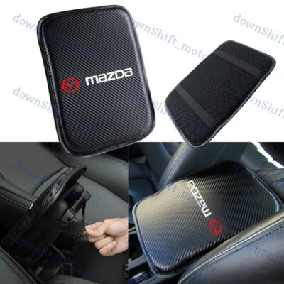 Embroidery For MAZDA Carbon Fiber Center Console Armrest Cushion Mat Pad Cover - Image 1 of 4