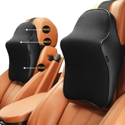 LUXURY CUSHION CAR SEAT HEAD REST WITH MEMORY FOAM. HIGH QUALITY Universal Fit