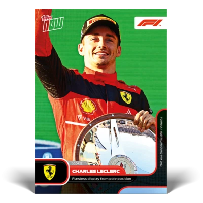 Charles Leclerc Ferrari 2022 Topps Now Formula 1 F1 Card #9 Wins Pole Australia - Image 1 of 2