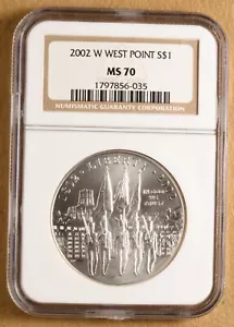 2002 W West Point Commemorative Silver Dollar NGC MS70 - Picture 1 of 2