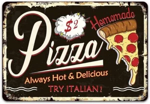 Homemade Pizza Tin Signs, Funny Vintage Metal Tin Sign for Men Women, Hot and De - Picture 1 of 6