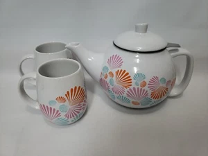 Davids Tea Pot Set Multicolor Shells Infuser 2x Cups Fair Teapot Clean - Picture 1 of 8