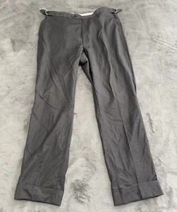 Samuelsohn Loro Piana Men's Pants 40 Gray Wool Flat Front Cuffed Hem Zip-Fly - Picture 1 of 9