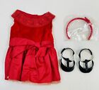 American Girl Doll 18" Joyful Jewels Holiday Outfit Red Fancy Dress Shoes