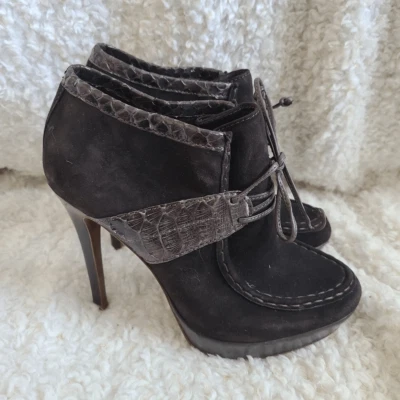 Botines Alexandre Birman de gamuza y piel de serpiente con cordones talla 8,5 Foto 1 de 4