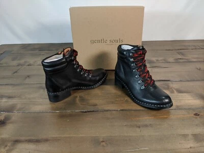 Botines negros con cordones de cuero BROOKLYN para mujer Gentle Souls by Kenneth Cole. 7M Foto 1 de 4