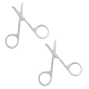Safety Nose Mustache Facial Hair Scissors (2 Pcs) 3.5" for Trimming 