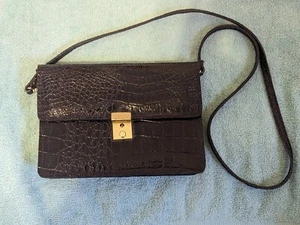 1960'sVintage Classic Black Leather Box Purse - Picture 1 of 8