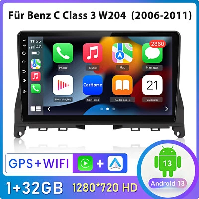 Android 13 Carplay Autoradio Für Mercedes Benz C Klasse W204 S204 GPS Navi WIFI - Bild 1 von 4
