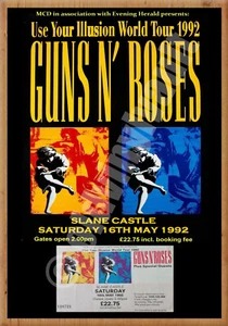 Guns n Roses Slane Castle Ireland 1992 Poster With Ticket A4-A3-A2 Sizes - Picture 1 of 1