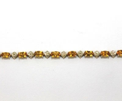 Brazalete de tenis ovalado naranja citrino y diamante para dama de oro amarillo de 14 quilates de 5,50 quilates Foto 1 de 4