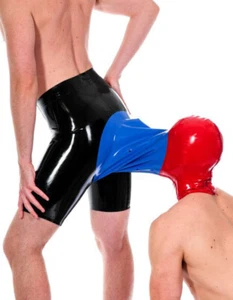 100% Pure Latex Rubber Cosplay Shorts Masquerade Pants with Mask S-XXL - Picture 1 of 2
