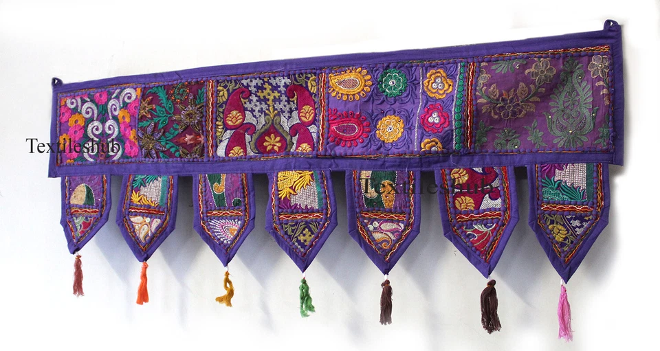 Новый вышитый пэчворк Toran ручной работы индийский настенный винтажный дверной балдахин - Изображение 1 из 1