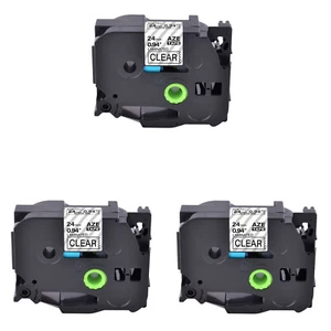 3x Compatible Brother TZ TZe-151 ruban étiqueteuse Noir sur Transparent 24mm - Photo 1/4