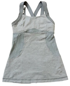 Lululemon Strappy Tank Top 2 In 1 Built In Bra women's Size 4 Heather Grey - Picture 1 of 8