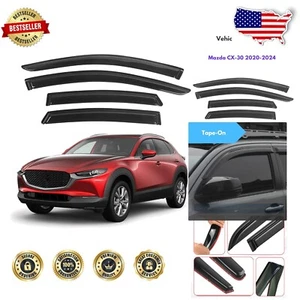 Self-Adhesive Window Vent Deflectors for 2020-2025 Mazda CX-30 - Black Finish - Picture 1 of 8