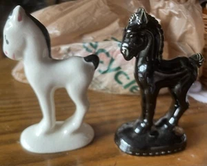 Vintage Rio Hondo California Pottery Black & White Pony 5" & Black Trojan Pony - Picture 1 of 7
