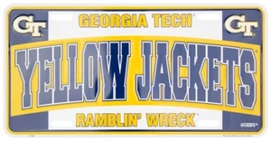 GEORGIA TECH YELLOW JACKETS CAR TRUCK TAG LICENSE PLATE RAMBLIN' WRECK  METAL - Picture 1 of 5