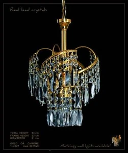 Small fine crystal chandelier with real crystals. In silver or gold available. - Picture 1 of 2